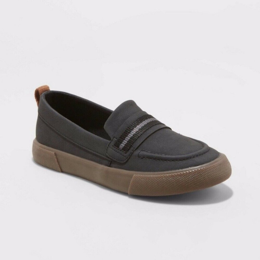 Cat & Jack Boys Black and Brown Slip-On Sneakers